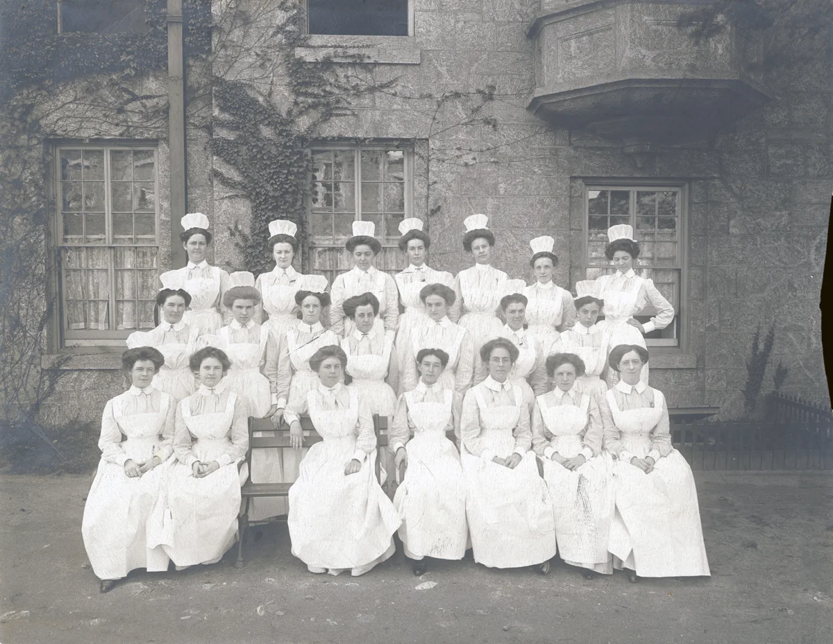 Nurses of the training school outside the hospital